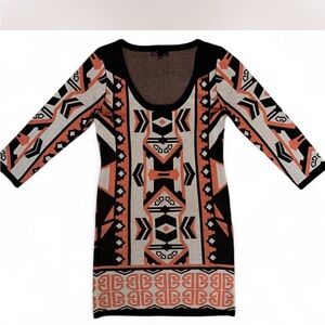 Takeout Knit Geometric Mini Dress